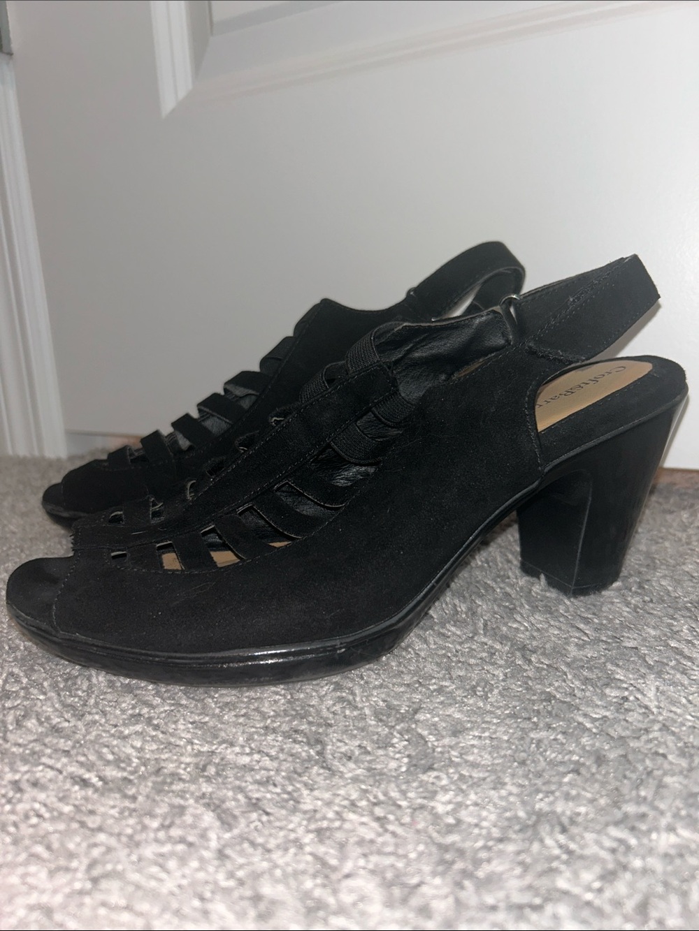 croft & barrow Black Suede Woven Slingback Heels
